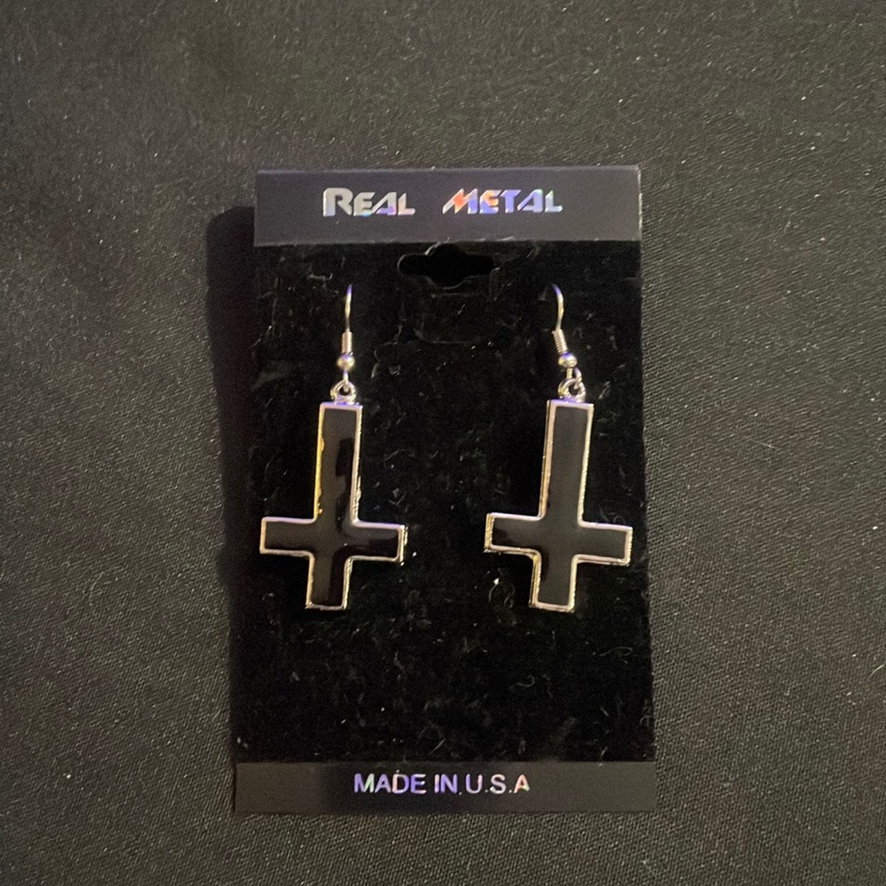 Upside down cross earrings